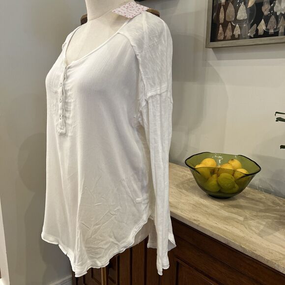 NWT We The Free People Sunday Henley Shirt Top Blouse Light Weight Ivory Small - Picture 3 of 8